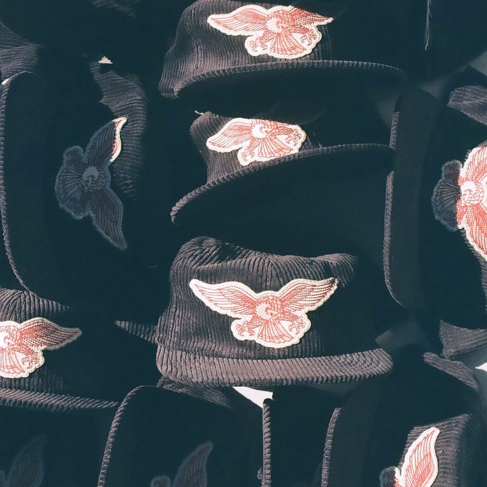 Corduroy Baseball Cap with Red Eagle Patch - Men'… - image 3